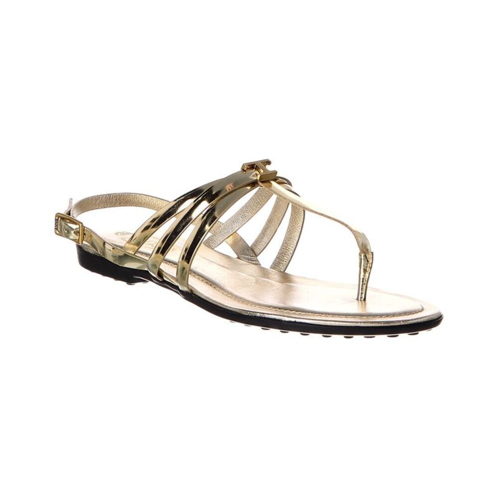 Tod’S Leather Sandal, Gold